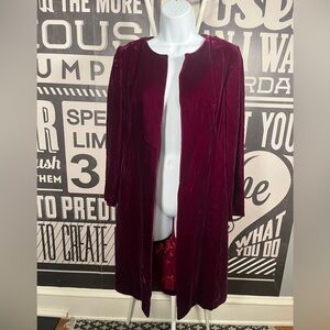 Vintage Velvet Lined Burgundy/Wine Open Jacket Duster